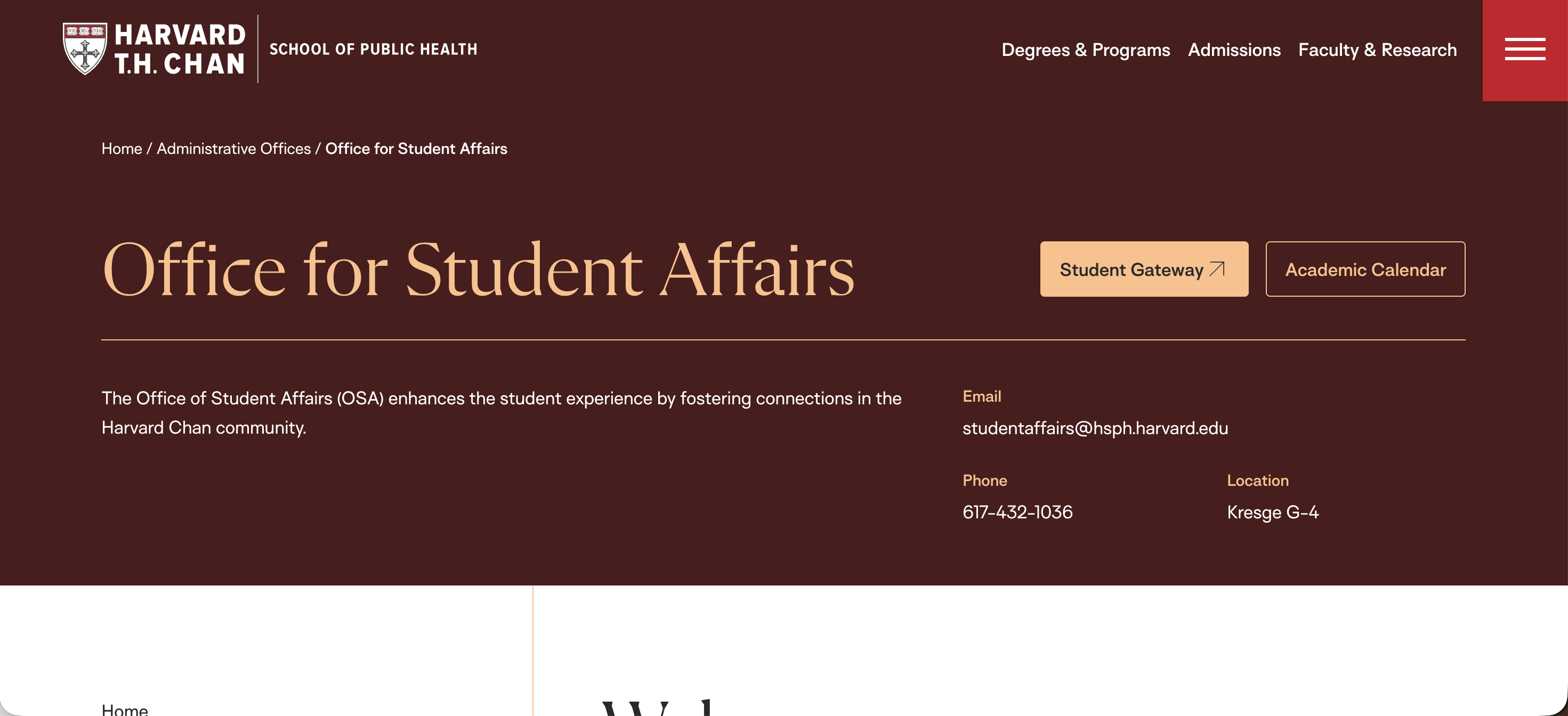 Harvard T.H. Chan School of Public Health — Student Affairs