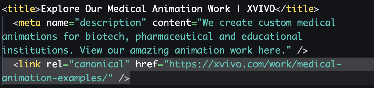 XVIVO canonical tag example